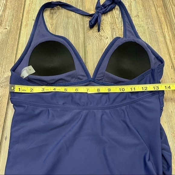 NICOLE Miller Blue Halter Swim Dress Small NWT One Piece Swimsuit - Picture 3 of 11